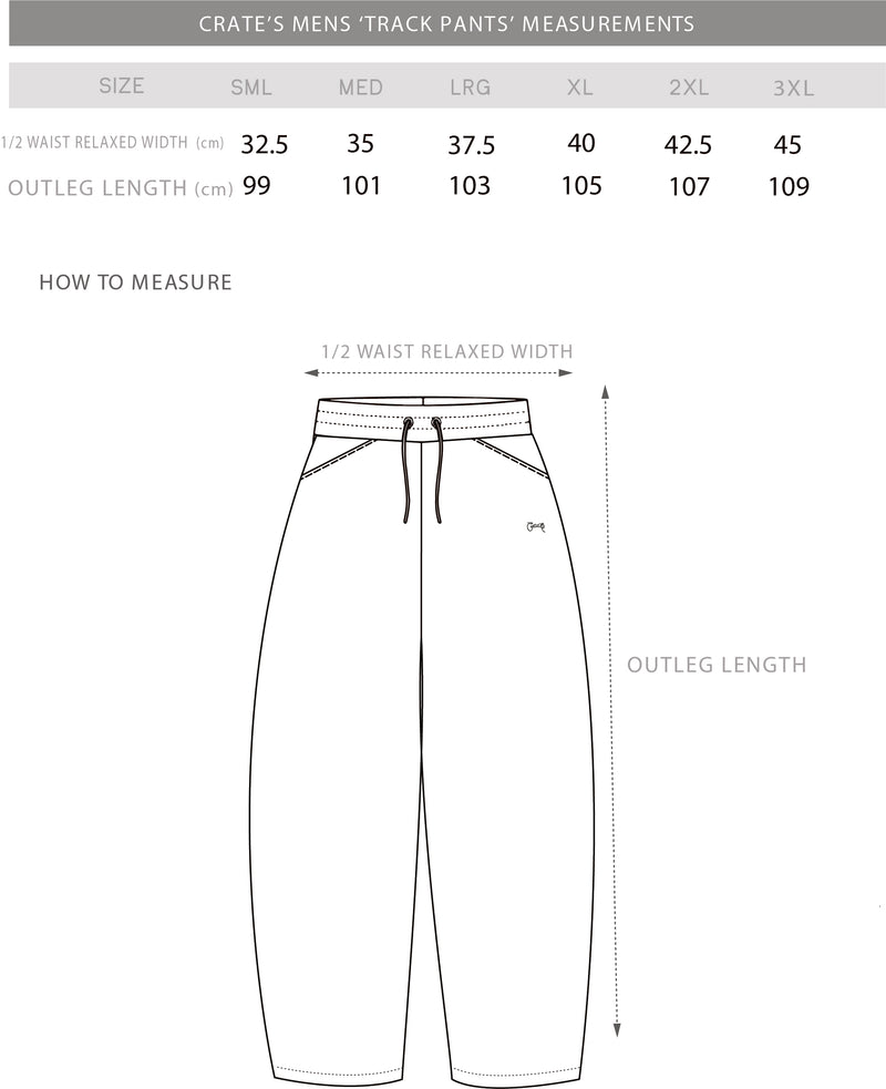 Baggy Trackpants Size Chart