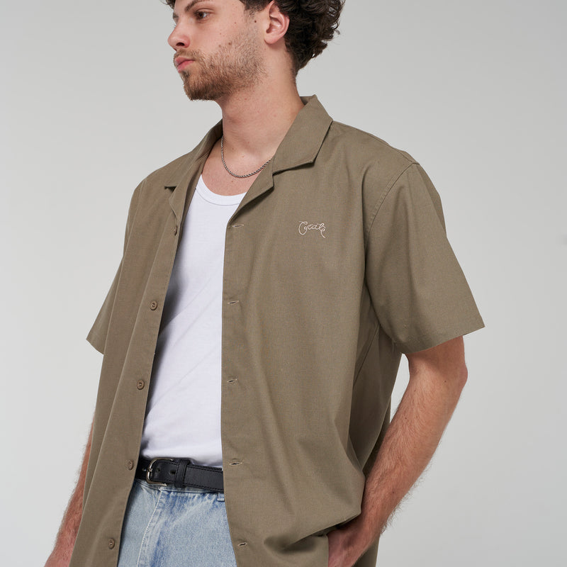 Crate Script Cuban Collar SS Shirt