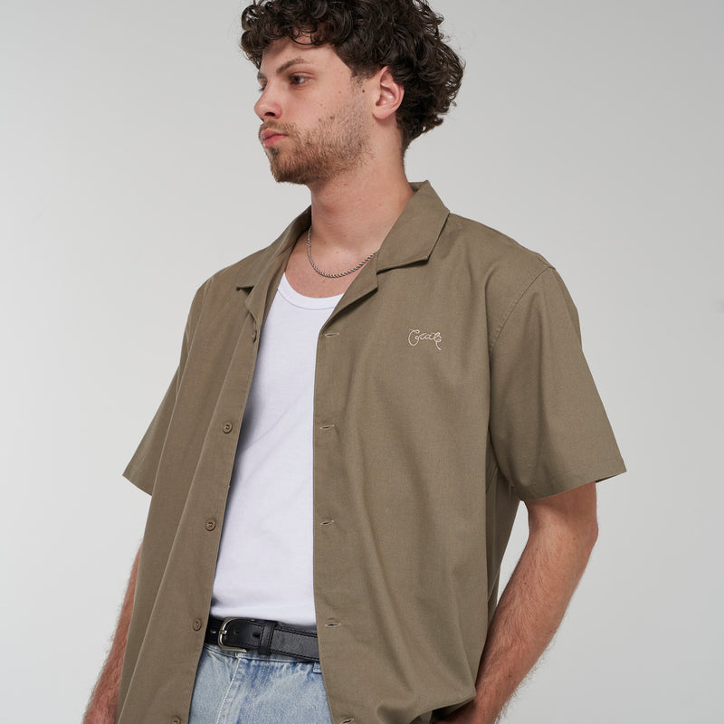 Crate Script Cuban Collar SS Shirt
