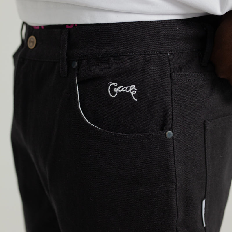 MENS BLACK LOOSE DENIM PANTS