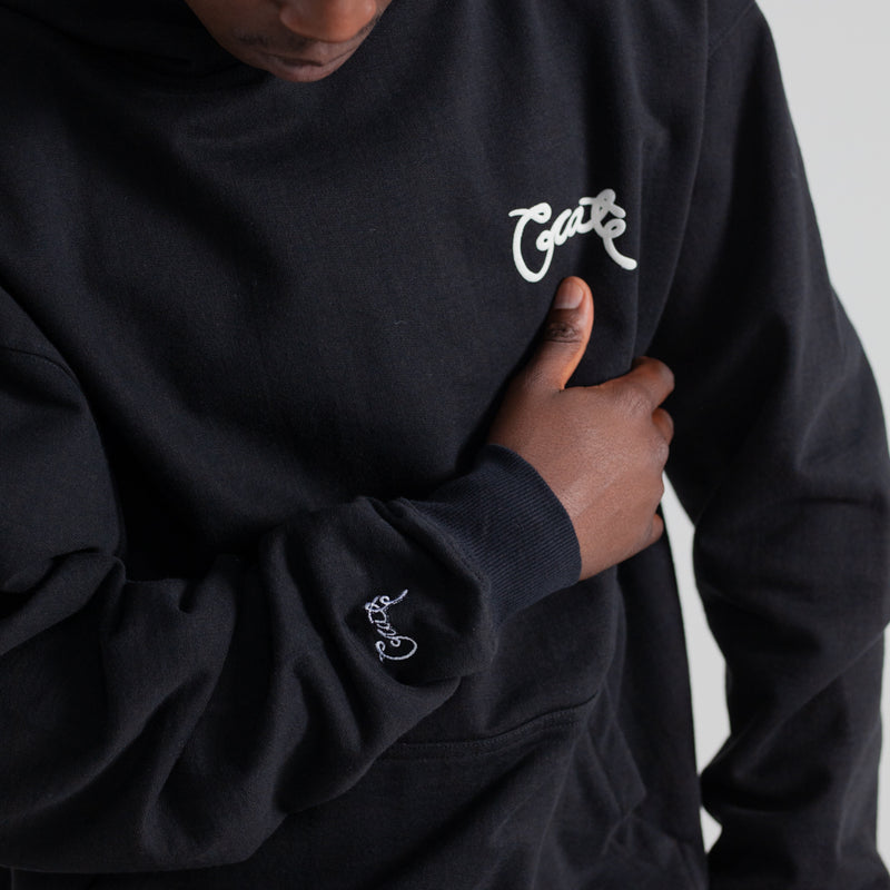 CRATE SCRIPTED BOX FIT HOODIE BLACK