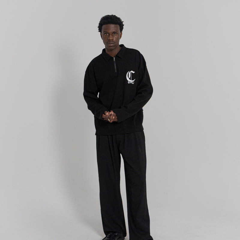 CRATE  ZIP LONGSLEEVE BOX POLO SHIRT