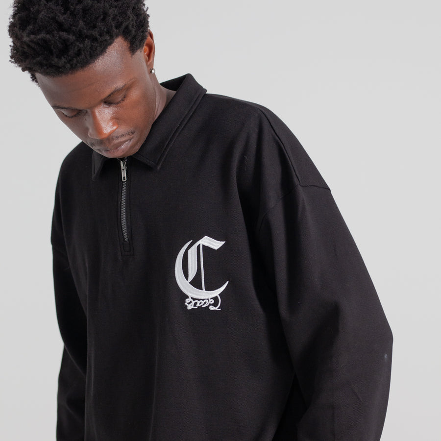 CRATE  ZIP LONGSLEEVE BOX POLO SHIRT