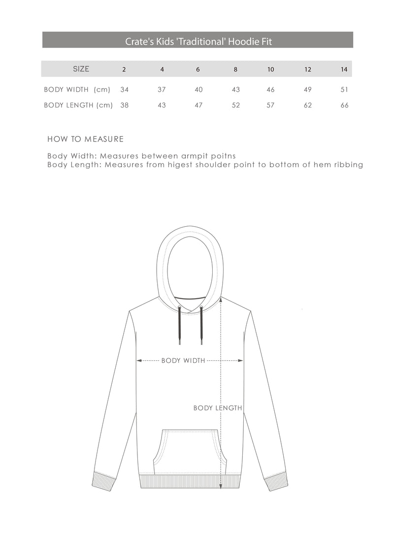kids hoodie size chart