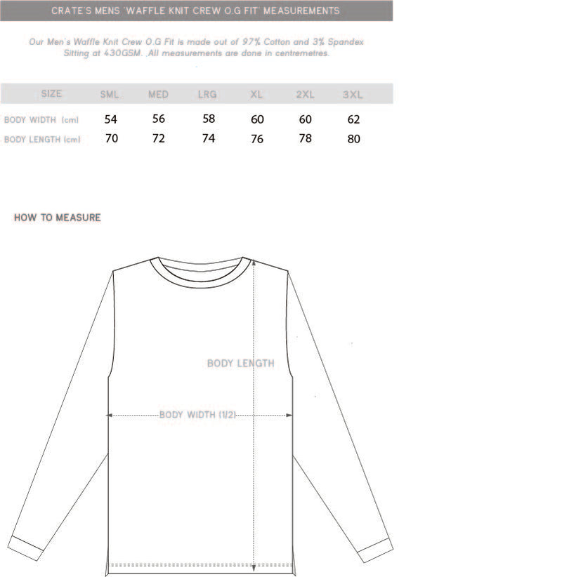 waffle crew size chart
