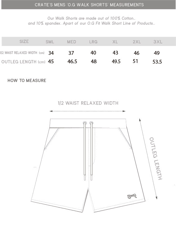walk short size chart