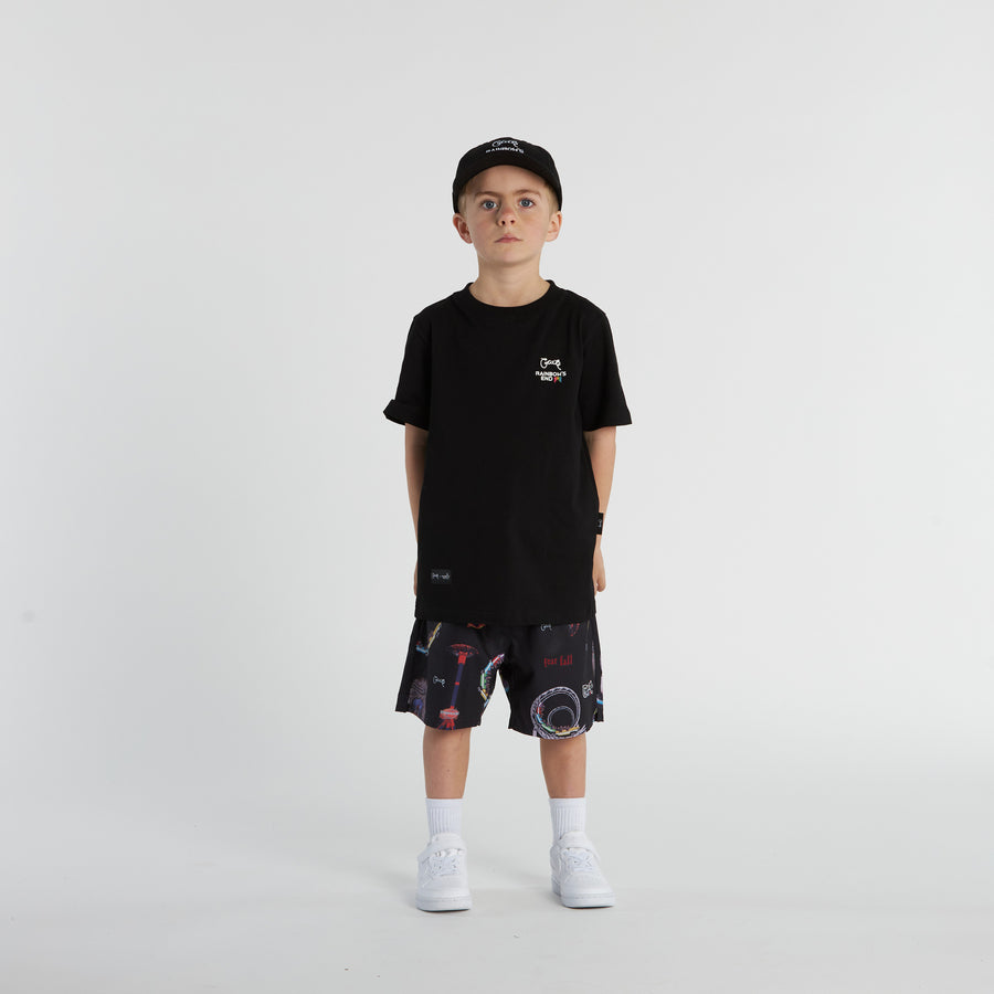 KID'S CRATE X RAINBOWS END BUMPER BOAT SCRIPT T-SHIRT