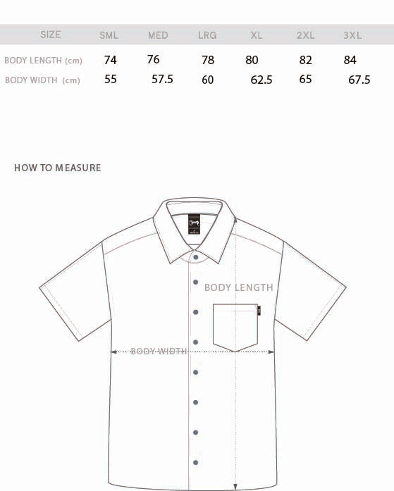 WAFFLE SS SHIRT SIZE CHART