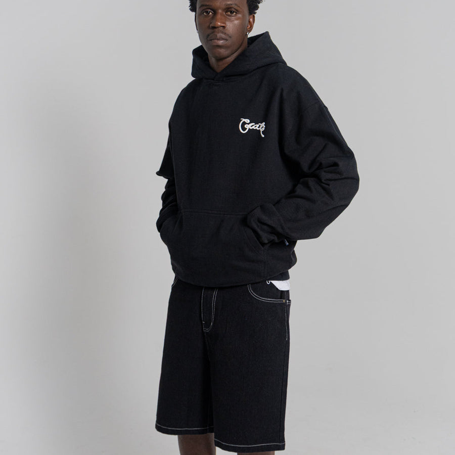 CRATE SCRIPTED BOX FIT HOODIE BLACK