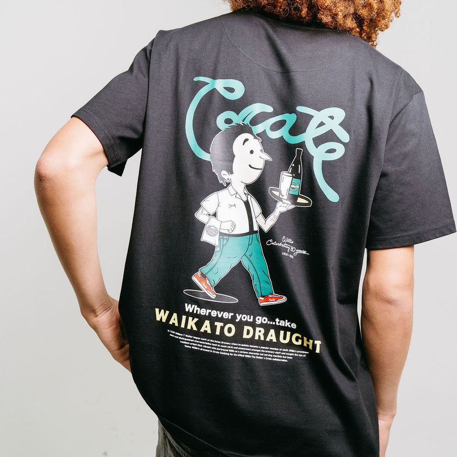 CRATE X WILLIE THE WAITER CRATE REMIX TEE BLACK