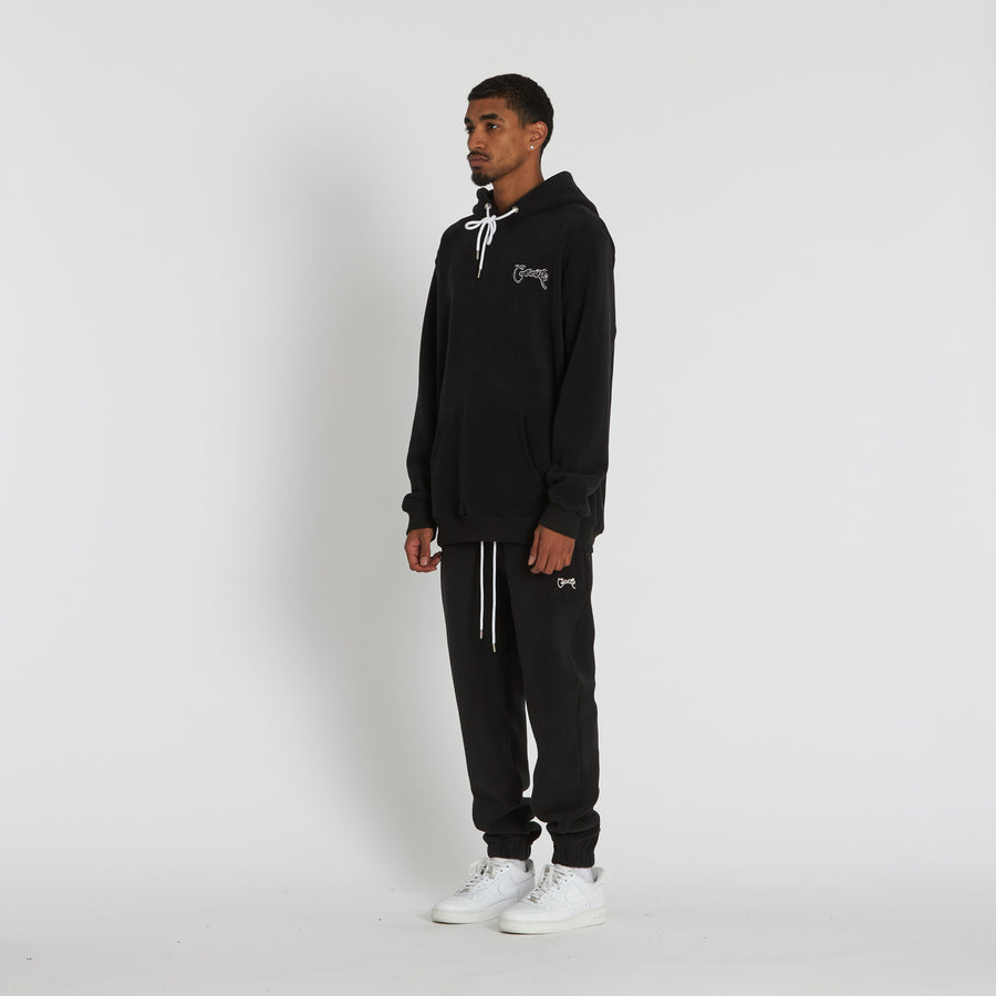 BASIC SCRIPT POLAR FLEECE TRACK PANTS
