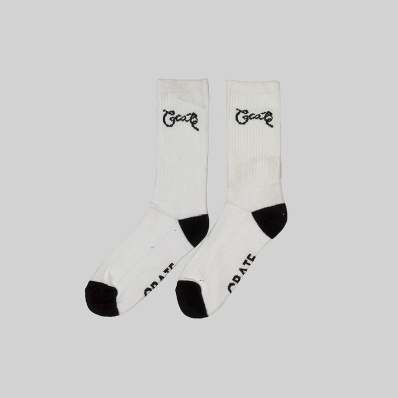 Unisex Scripted Sock - White