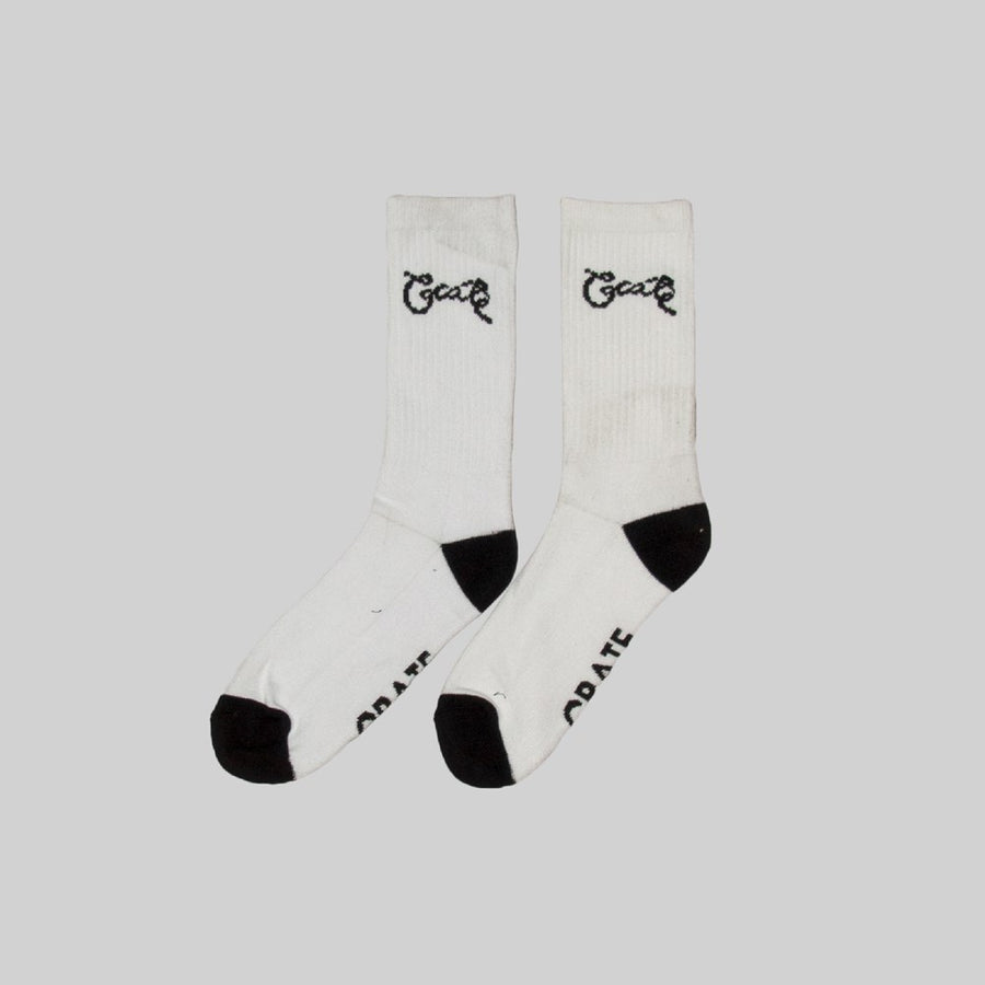Unisex Scripted Sock - White